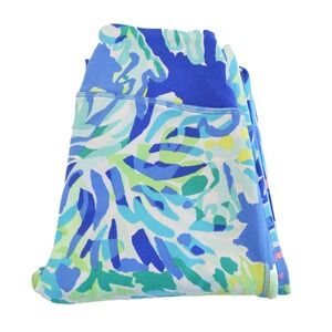 LILLY PULITZER Womens XS Blue Green Floral Luxletic Weekender High Rise Leggings
